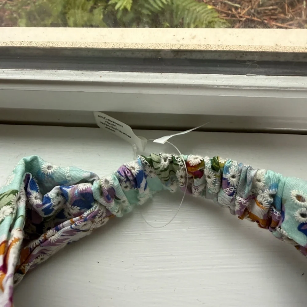 Anthropologie Antonia Embroidered Eyelet Headband Blue Floral